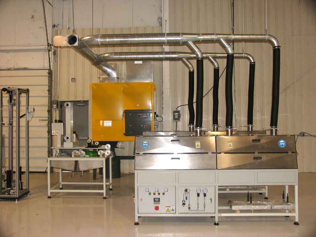 These industrial ventilation systems were assembled by Air Cleaning Systems to meet very different needs Commercial dust and fume removal hoods